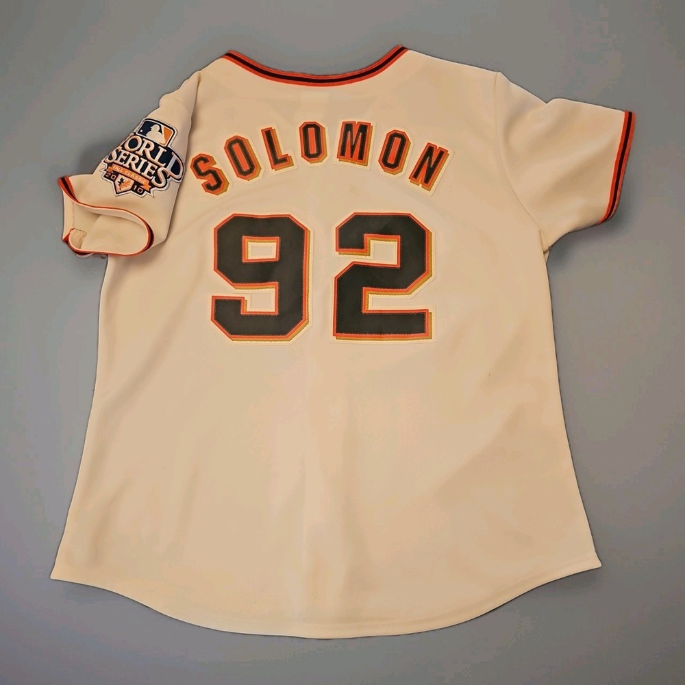 Majestic San Francisco Giants 2010 World Series Jersey Solomon 92 Cream Mens L